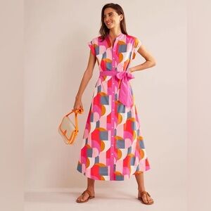 BODEN colorful cotton midi shirt dress